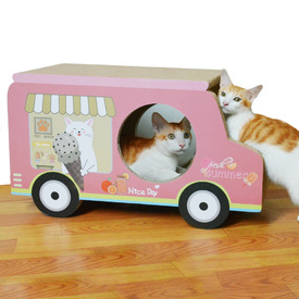Zodiac Cardboard Cat Scratcher & Lounger - Pink Ice Cream Van image 6