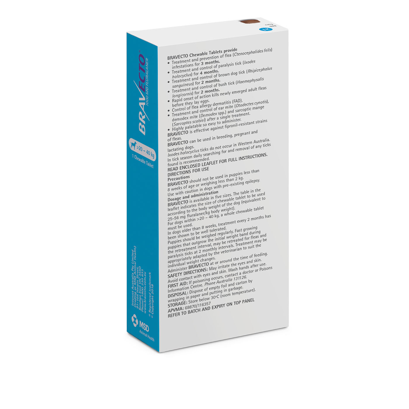 Bravecto Dog Single Chew Flea Tick Control