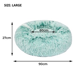 Pet Bed Cat Dog Donut Nest Calming Mat Soft Plush Kennel - Teal image 7