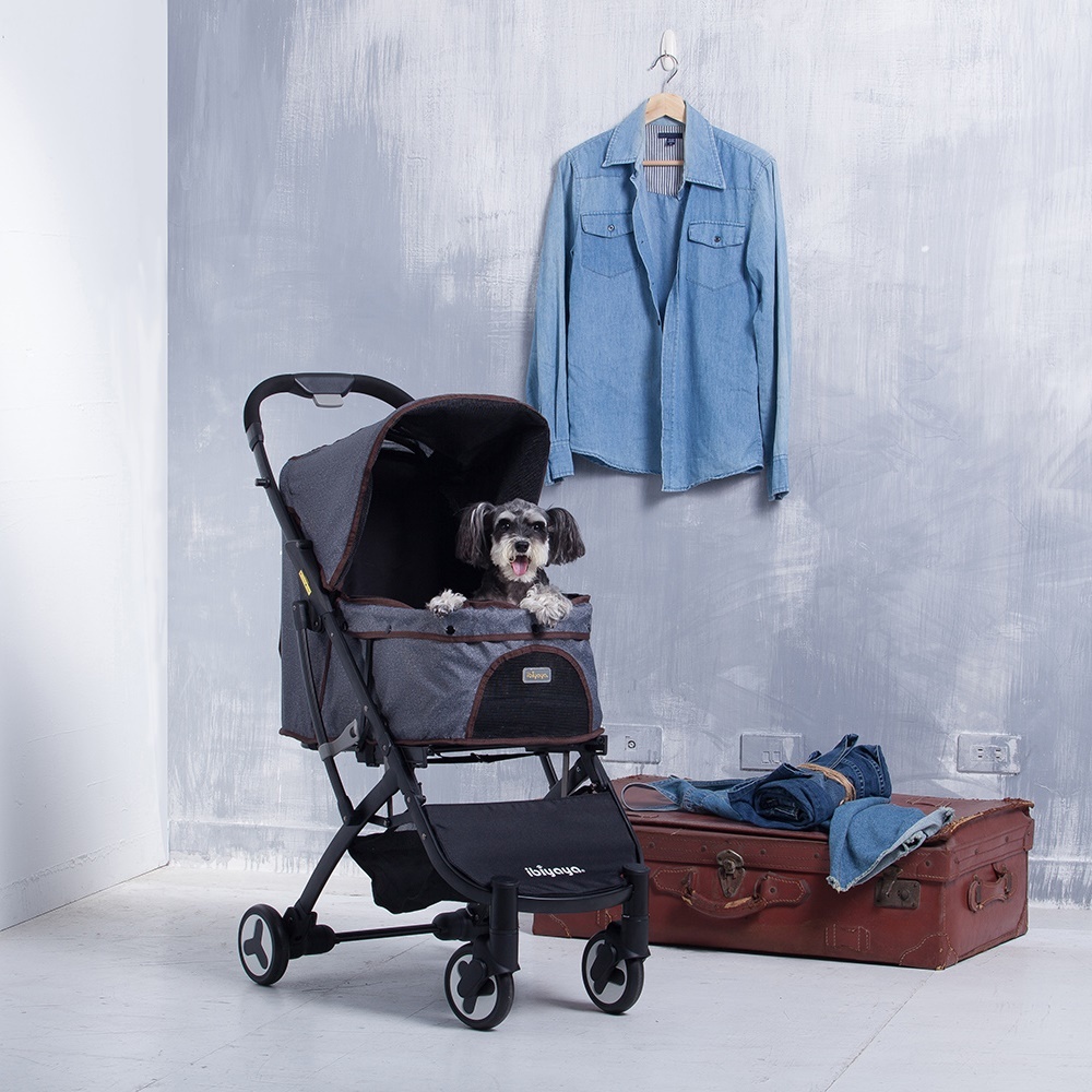 Ibiyaya Speedy Fold Pet Buggy Easy to Store Pet Stroller - Grey Denim image 8