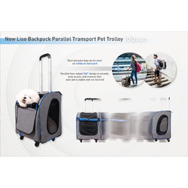 Ibiyaya New Liso Backpack Parallel Transport Pet Trolley - Slate/Sapphire image 8