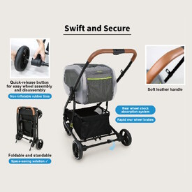 Ibiyaya NeoRider Multi-purpose Detachable Pet Stroller - Silver Mist  image 8