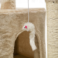 Cat Tree 180cm Trees Scratching Post Scratcher Tower Condo House Furniture Wood Beige image 8