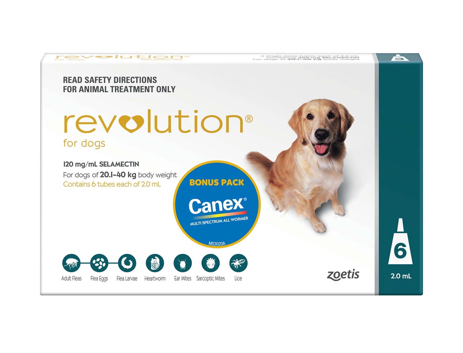 Revolution Flea Control for Dogs 20.140kg Bonus Canex All