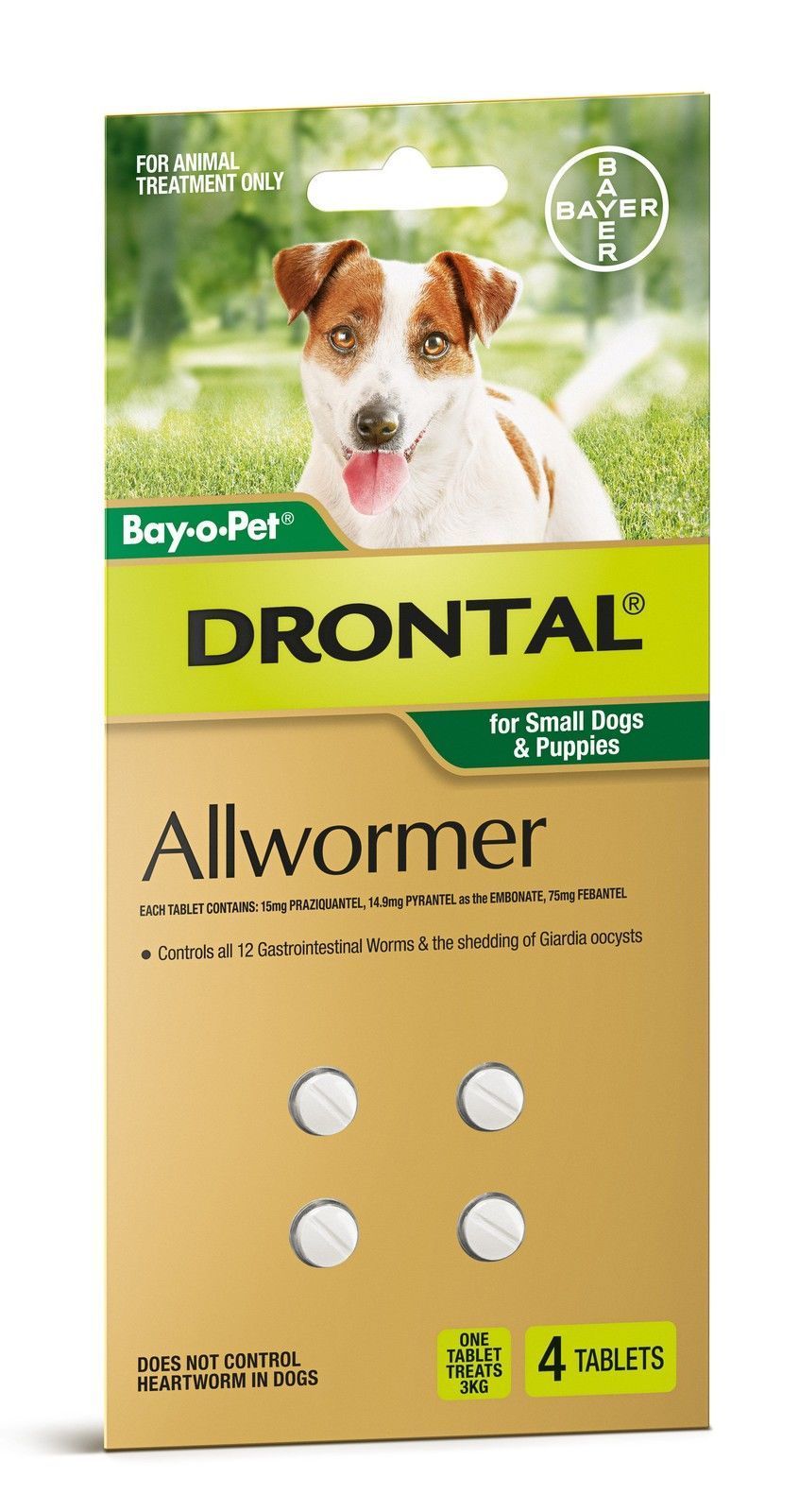 Drontal All Wormer For Small Dogs Puppies 4 Tablets Drontal All Wormer For Small Dogs Puppies 4 Tablets