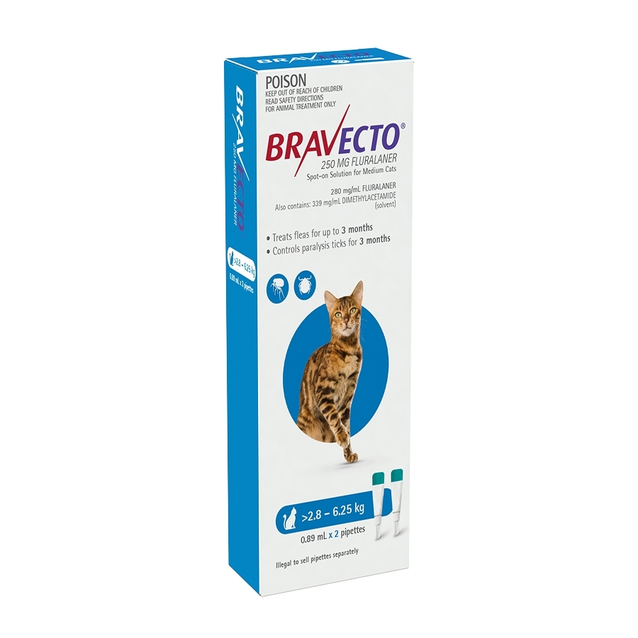 Bravecto 3 month Flea & Tick Protection for Cats 2.86.25kg