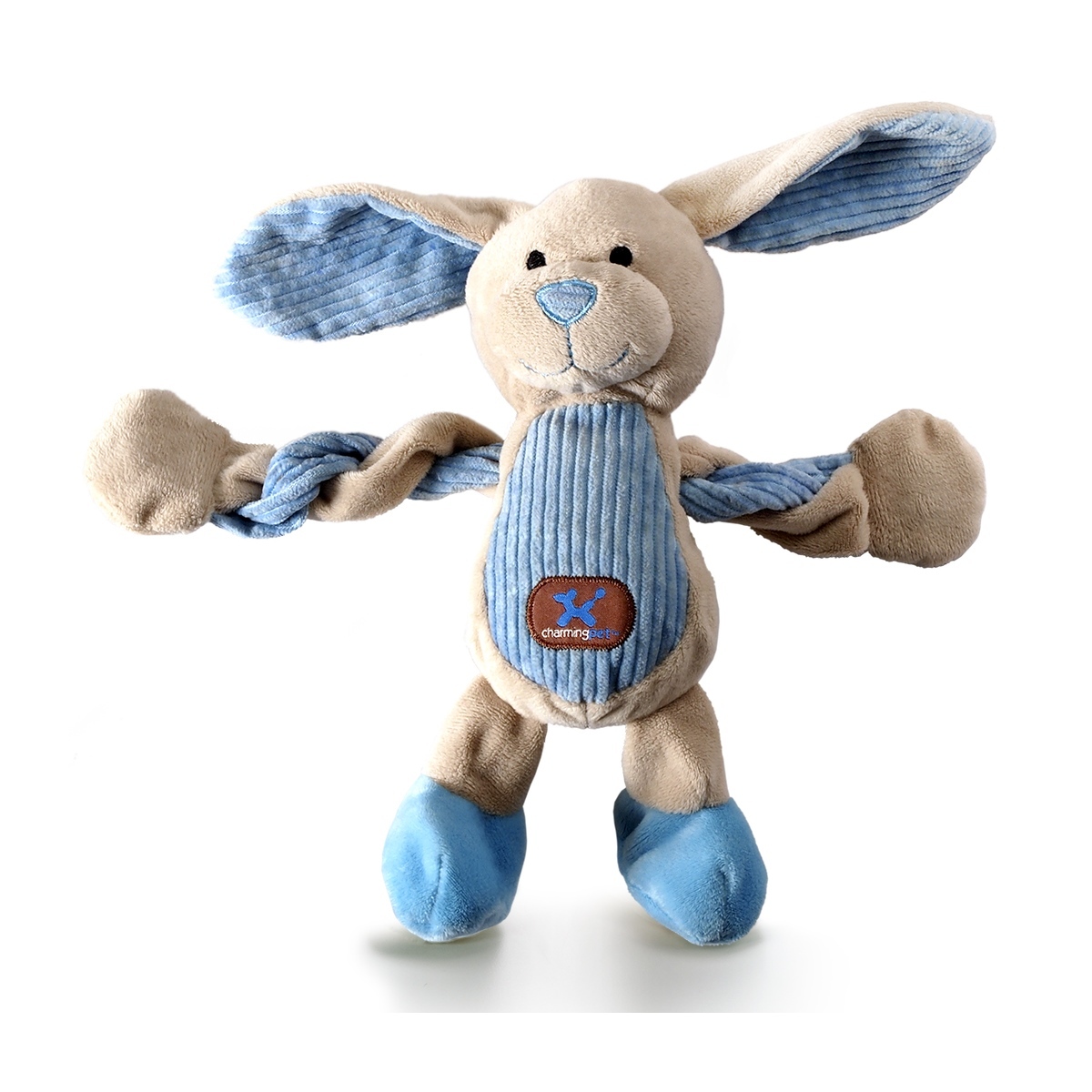 Charming Pet Pulleez Farm Bunny Plush Rope Dog Toy with K9 Tough Guard