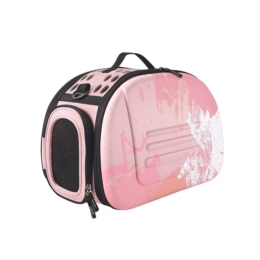 Ibiyaya Collapsible Travelling Pet Carrier for Pet Pink Sunset