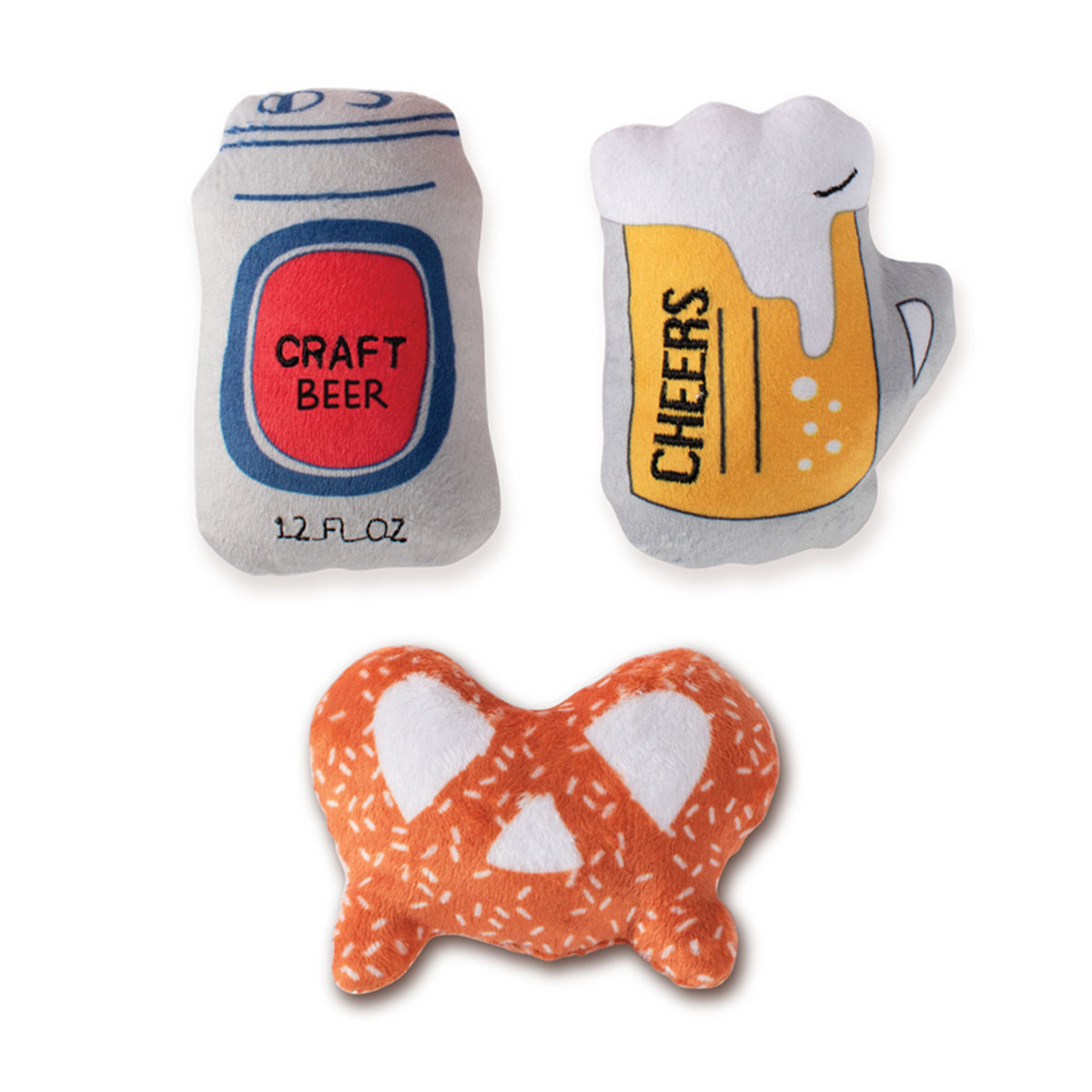 Fringe Studio Minis Beer & Pretzel Dog Toy 3Piece Set
