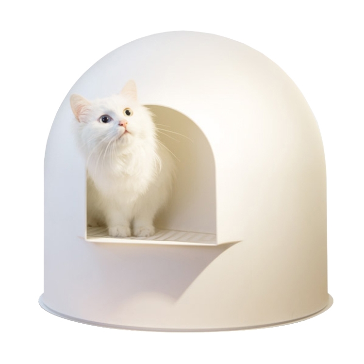 Pidan Igloo Covered Cat Litter Tray Stops Tracking White