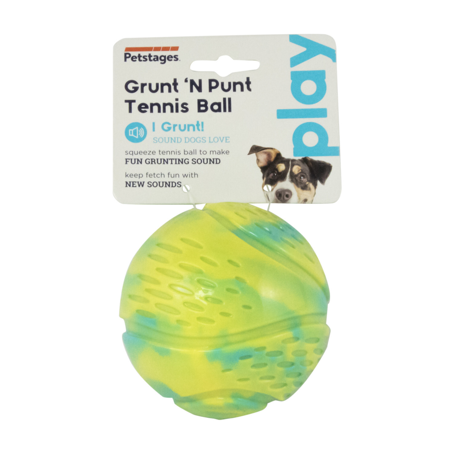 Petstages Grunt and Punt Tennis Ball Fetch Dog Toy