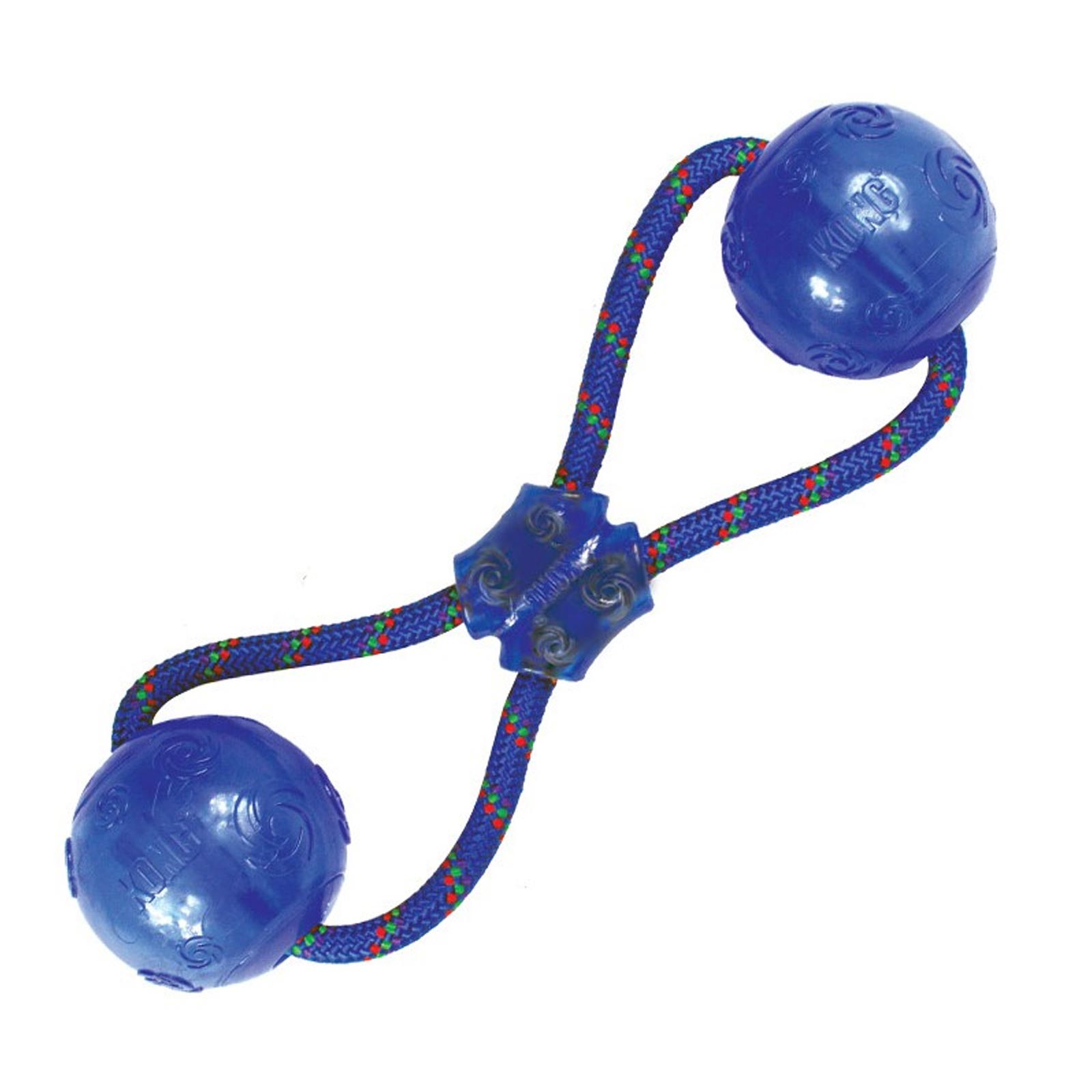 KONG Squeezz Double Ball with Rope Dog Toy Medium
