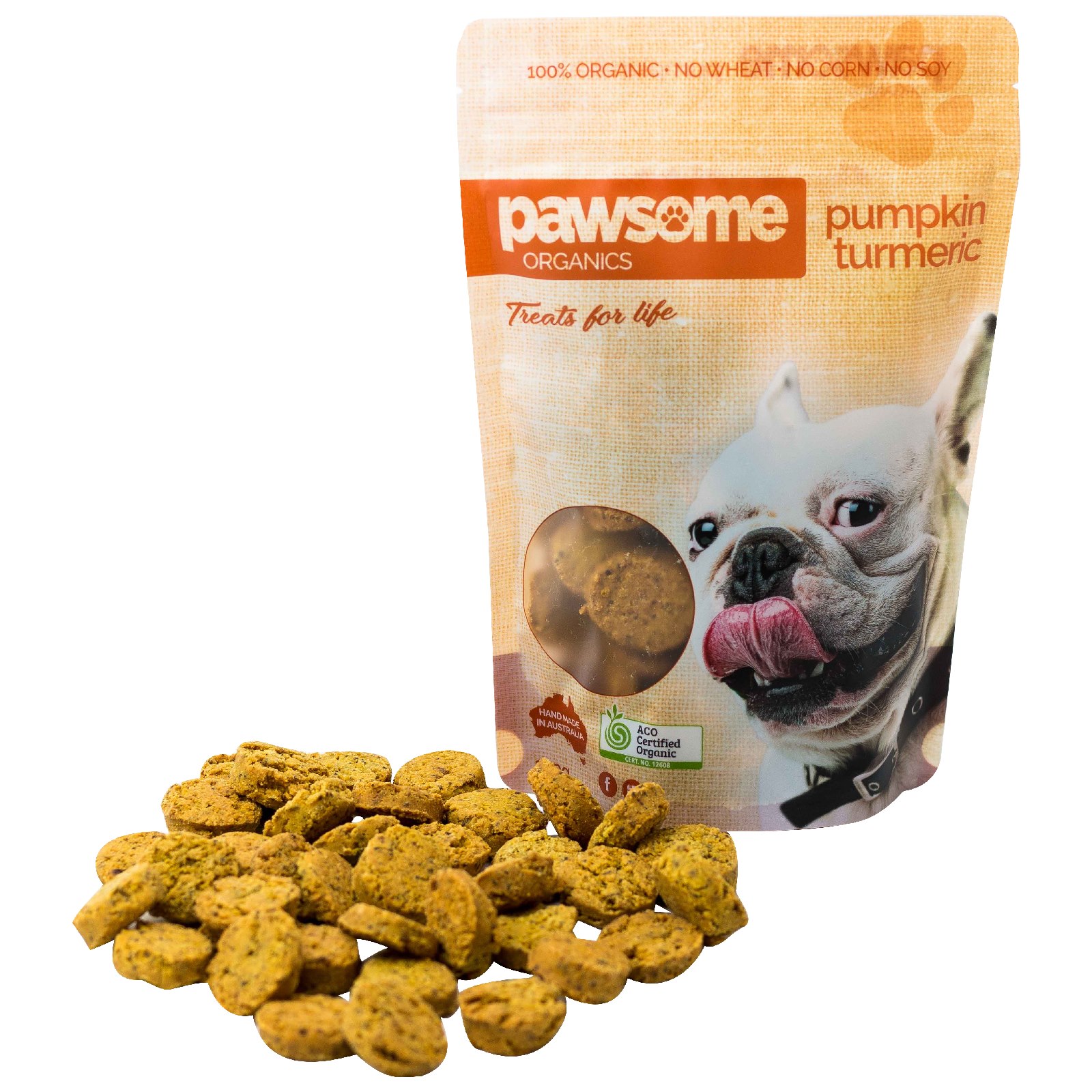 Pawsome Organics Pumpkin and Turmeric Treats for Dog 250g