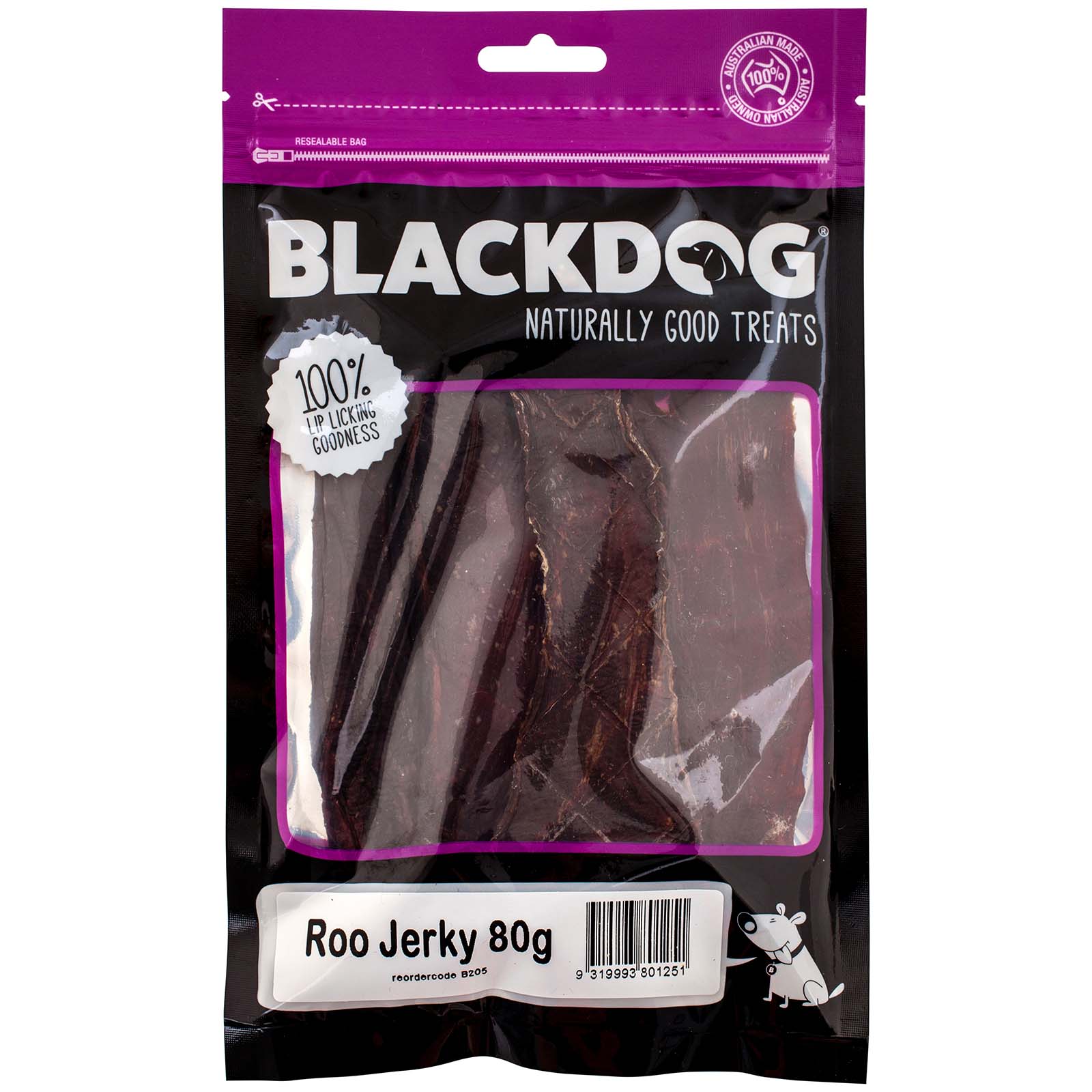 Black Dog Naturally Dried Roo Jerky Dog Treats