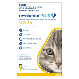 Revolution PLUS Flea, Worm & Tick Topical Prevention for Kittens 1.25-2.5kg  - 3-Pack