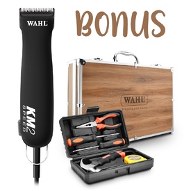 Wahl KM2 Pet Clipper Summer Promo with Bonus Large Wooden Case & Tool Kit