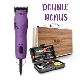 Wahl KM5 Heavy Duty Purple Pet Clipper with Bonus Large Wooden Carry Case & Tool Kit
