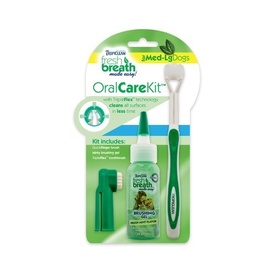 Tropiclean Fresh Breath Oral Care Kit with Toothbrush for Medium/Large Dogs