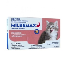 Milbemax All Wormer Beef-Flavoured Tablet for Small Cats under 2kg - 20 Pack