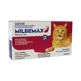 Milbemax All Wormer Beef-Flavoured Tablet for Large Cats under 2-8kg - 20 Pack