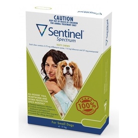 Sentinel Spectrum Flea, Heartworm & Intestinal Wormer - Small Dogs 4-11kg - 3-Pack