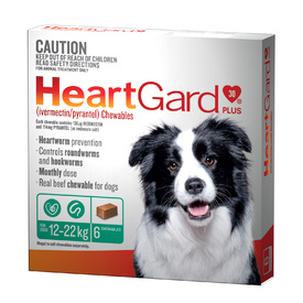 Heartgard 30 Plus Chews for Medium Dogs 12-22kg Green (6s)