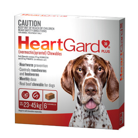 Heartgard 30 Plus Chews for Large Dogs 23-45kg Brown (6s)