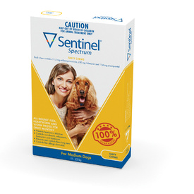 Sentinel Spectrum Flea, Heartworm & Intestinal Wormer - Medium Dogs 12-22kg - 6-Pack