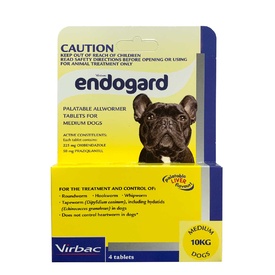 Endogard Broad Spectrum All Wormer for Medium Dogs up to 10kg - 4-Pack