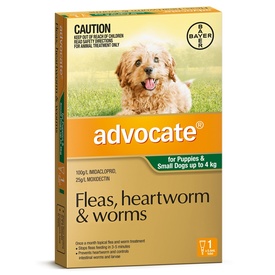 Advocate Spot-On Flea & Worm Control for Dogs up to 4kg - Single Dose