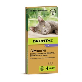 Drontal Intestinal All-Wormer for Cats & Kittens Up to 4kg - 4 Tablets
