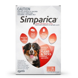 Simparica Flea & Tick Tablets for Extra Large Dogs 40.1-60kg - Red 6-Pack + BONUS 2 Singles