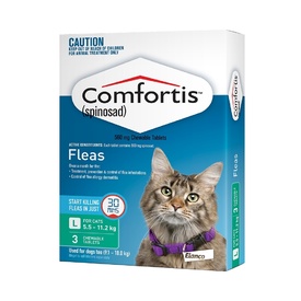 Comfortis Chewable Flea Control for Cats 5.5-11.2kg (Green) - 3-Pack