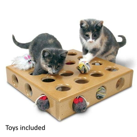 SmartCat Peek-and-Prize Large Toy Box Interactive Wooden Cat Toy