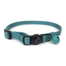 Cattitude Classic Reflective Cat Collar with Breakaway Safety Clip & Bell - Turquoise