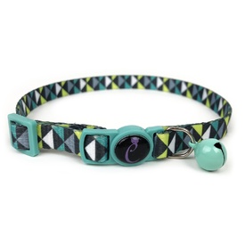 Cattitude Cat Collar with Breakaway Safety Clip & Bell - Geo Mint