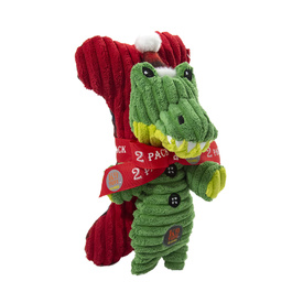 Charming Pet Frosty Fellows Plush Dog Toy - Christmas Gator & Bone 2-Pack