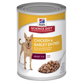 Hills Science Diet Adult Chicken & Barley Entrée Dog Food 370g x 12 Cans