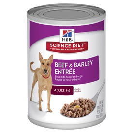 Hills Science Diet Adult Beef & Barley Entrée Dog Food 370g x 12 Cans