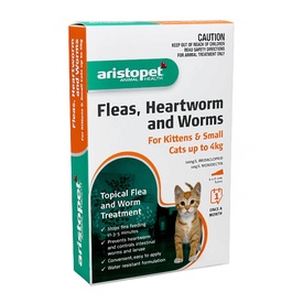 Aristopet Spot-on Flea, Heartworm & All-Wormer - Cats & Kittens up to 4kg 