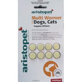 AristoPet Intestinal Multi-Wormer for Cats and Dogs - 8 Tablets