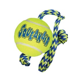 3 x KONG AirDog Medium Squeaker Ball with Rope Toss & Fetch Dog Toy