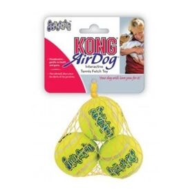 3 x KONG AirDog Squeaker Balls Non-Abrasive Dog Toys - 3 Pack - Small
