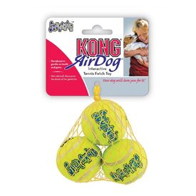 3 x KONG AirDog Squeaker Balls Non-Abrasive Dog Toys - 3 Pack - XSmall