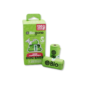 Biogone Biodegradable Home Compostable Dog Waste Bags - 8 Rolls (120 Bags)