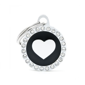 My Family Pet ID Tag Glam Heart Black ~ Includes FREE Engraving