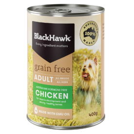 Black Hawk Grain Free Chicken Moist Dog Food 12 x 400g Cans
