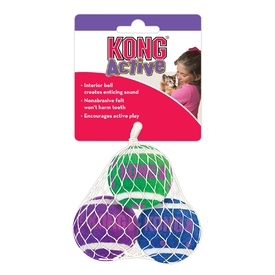3 x KONG Active Tennis Balls with Bells Interactive Cat Toy