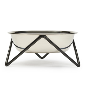 Bendo Luxe Meow Raised Stainless Steel Cat Bowl with Black Steel Stand