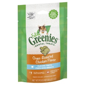 Greenies Feline Cat Dental Treats Oven Roasted Chicken Flavour 10 x 60g Packs